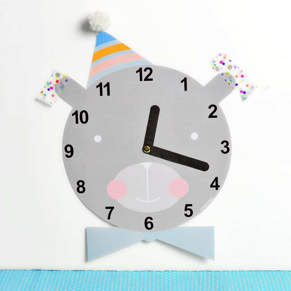 CUTE FREE PRINTABLE CLOCK FOR KIDS